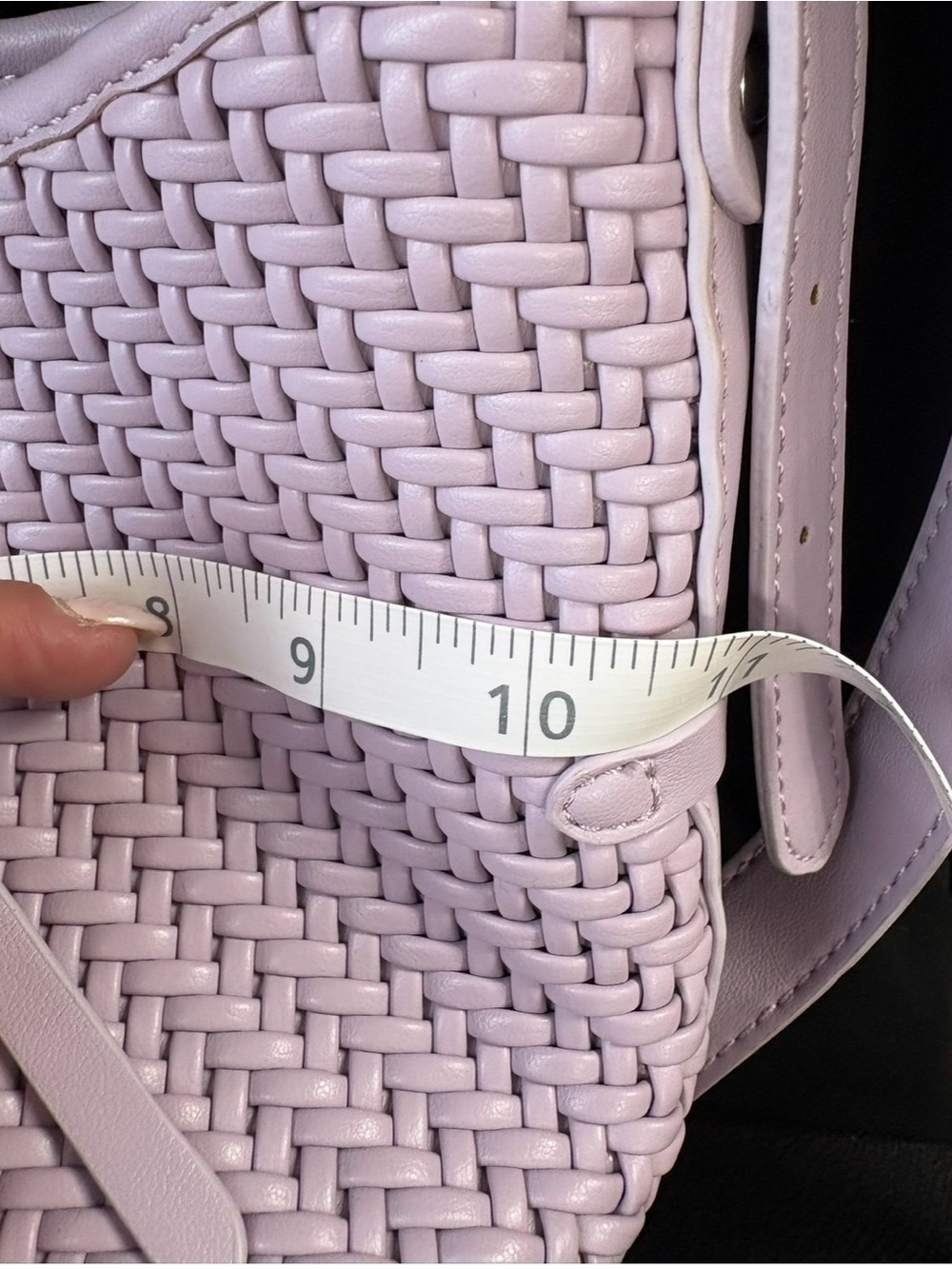NWOT! Bottega Veneta Inspired Woven Vegan Leather Bag, LILAC - Picture 6 of 10